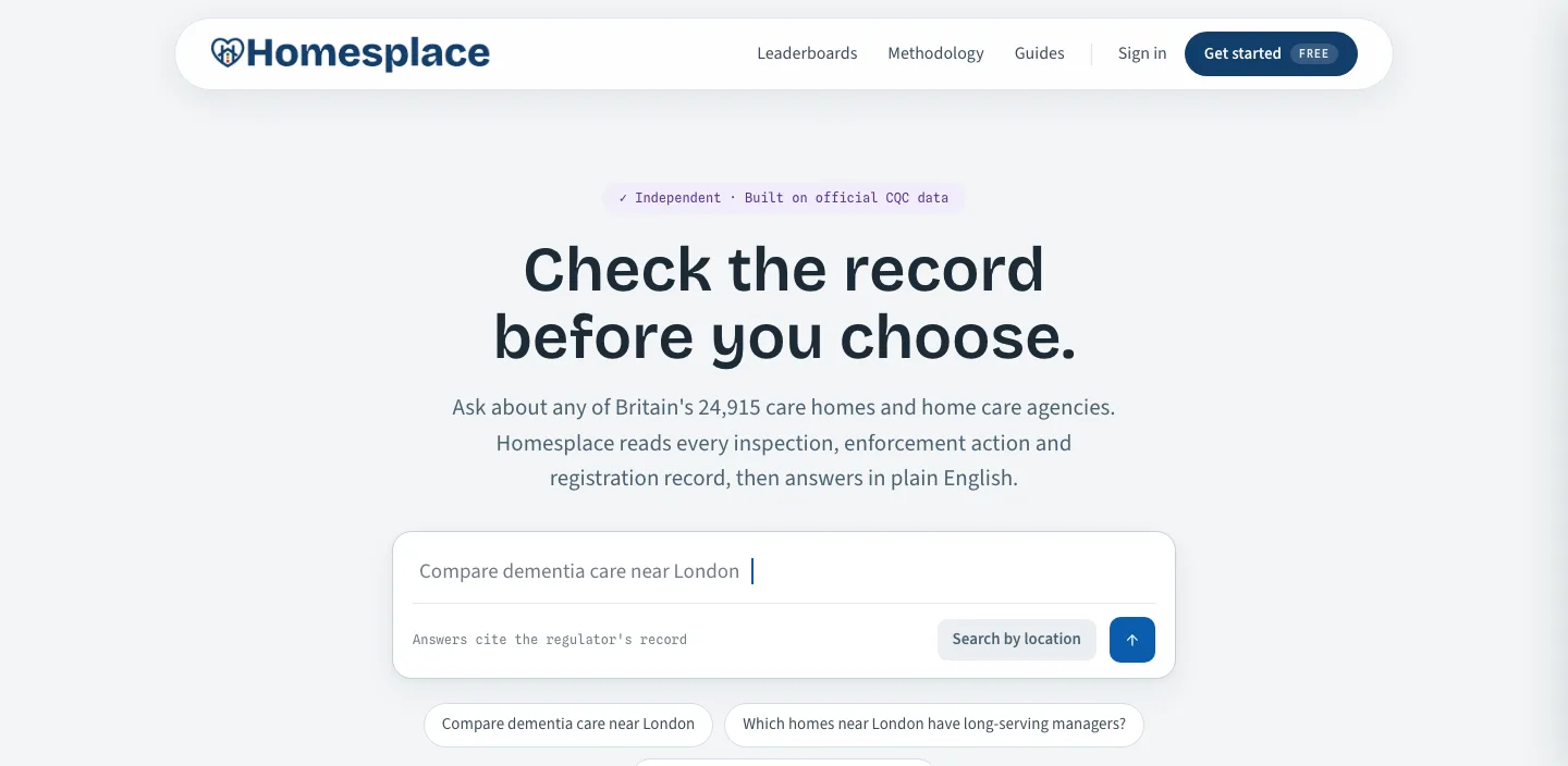Homesplace homepage
